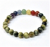 CRB-114-7 8mm 7 CHRKRA STONE BRACELET IN-FANTASY TIGER EYE