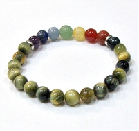 CRB-114-7 8mm 7 CHRKRA STONE BRACELET IN-FANTASY TIGER EYE