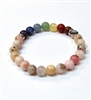 CRB-120-7 8mm 7 CHRKRA STONE BRACELET IN-PINK OPAL