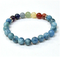 CRB-214-7 8mm 7 CHRKRA STONE BRACELET IN-BLUE APATITE