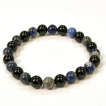 CRB127-CRB178-A-8mm TWO COLOR STONE  BRACELET IN TOURMALINE & LAPIS