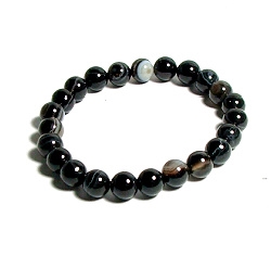 CRB137-8mm STONE BRACELET IN BLACK STRIP AGATE