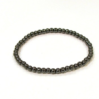 CRB152-B-4mm STONE BRACELET IN MAGNETIC HEMATITE