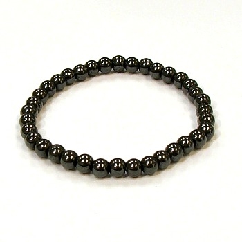 CRB152-B-6mm  STONE BRACELET IN MAGNETIC HEMATITE