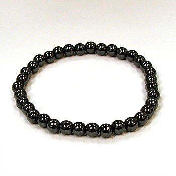 CRB152-6mm STONE BRACELET IN HEMATITE