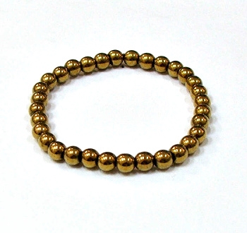 CRB153-6mm STONE BRACELET IN GOLD METALIC HEMETITE