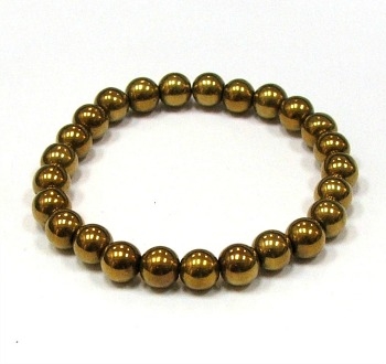 CRB153-8mm STONE BRACELET IN GOLD HEMATITE