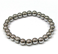 CRB154-8mm STONE BRACELET IN SILVER HEMATITE