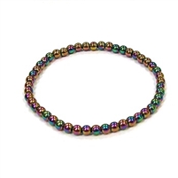 CRB156-4mm STONE BRACELET IN RAINBOW HEMATITE