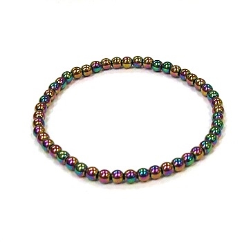 CRB156-4mm STONE BRACELET IN RAINBOW HEMATITE