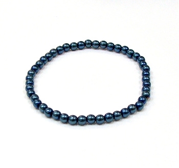 CRB158-4mm STONE BRACELET IN BLUE HEMATITE