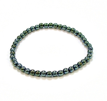 CRB159-4mm STONE BRACELET IN GREEN HEMATITE