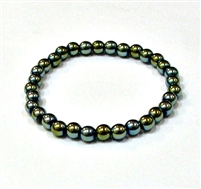 CRB159-6mm STONE BRACELET IN GREEN METALIC HEMATITE