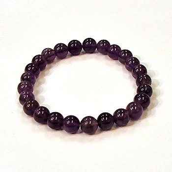 CRB164-A  8mm STONE BRACELET IN AMETHYST