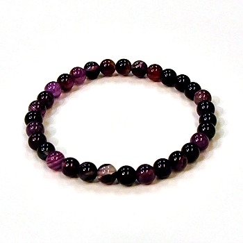 CRB180-6mm STONE BRACELET IN PURPLE STRIPE