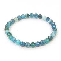 CRB182-6mm STONE BRACELET IN BLUE STRIPED AGATE