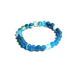 CRB182-XS 6mm STONE BRACELET IN BLUE STRIPE AGATE 6.1" {XS}