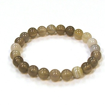 CRB185-8mm STONE BRACELET IN GREY STRIPED AGATE