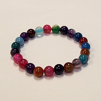 CRB186-8mm STONE BRACELET IN COLORFUL STRIPED AGATE