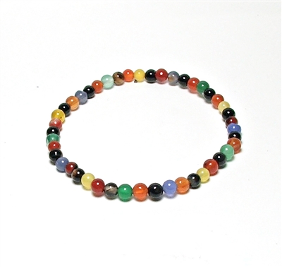 CRB186-S 4mm STONE BRACELET INCOLORFUL STRIPE AGATE IN 7" (S)