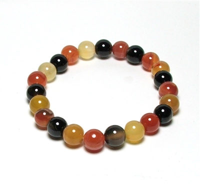 CRB186-S 8mm STONE BRACELET IN COLORFUL STRIPE AGATE IN 7" (S)