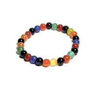 CRB186-XS 6mm STONE BRACCELET IN RAINBOW AGATE 6.1" {XS}