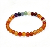 CRB189-7 6mm 7 CHAKRA STONE BRACELET IN CARNELIAN