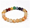 CRB-189-7 8mm 7CHAKRA STONE BRACELET IN CARNELIAN