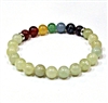 CRB-204-7 8mm CHAKRA STONE BRACELET IN MOUNTAIN JADE