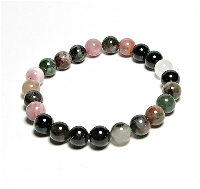 CRB268-8mm STONE BRACELET IN RAINBOW COLOR TOURMALINE