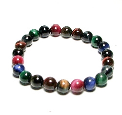 CRB275-8mm STONE BRACELET IN TIGER EYE MULTI COLORS
