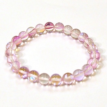 CRB524-12-8mm LT. PURPLE MERMAID GLASS STRETCH BRACELET