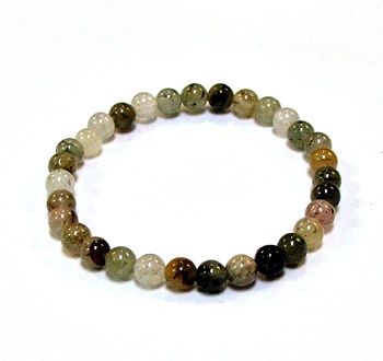 CRB525-B-6mm STONE BRACELET IN GREEN HAIR QUARTZ