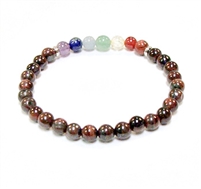 CRB530-7-6mm  CHAKRA STONE BRACELET IN RED TIGER EYE