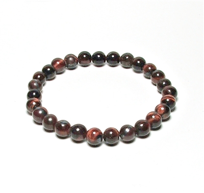 CRB530-S 6mm STONE BRACELET IN RED TIGER EYE IN 7" (S)