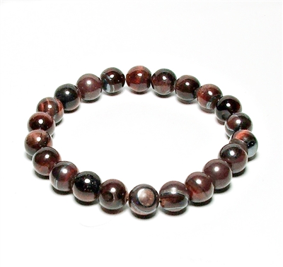 CRB530-S 8mm STONE BRACELET IN RED TIGER EYEL IN 7" (S)