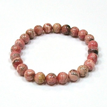 CRB532-08mm STONE BRACELET IN RHODOCHROSITE