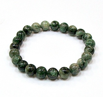 CRB541-08mm STONE BRACELET IN GREEN LEPIDOLITE/RUBY FUCHSITE