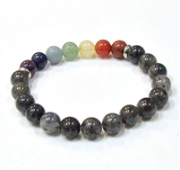 CRB-550-7 8mm 7 CHRKRA STONE BRACELET IN-IOLITE