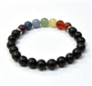 CRB-551-7 8mm 7 CHRKRA STONE BRACELET IN-SHUNGITE