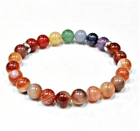 CRB-553-7 CHAKA STONE BRACELE IN RED STRIPED AGATE