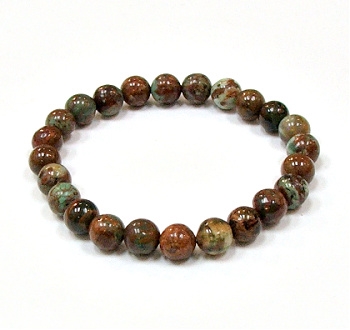 CRB559-8mm STONE BRACELET IN GOLDEN GREEN TURQUOISE