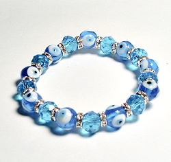 CRB607-08 GLASS EVIL EYE STRETCH BRACELET