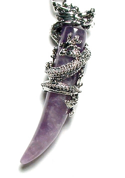 DT-11 STONE DRAGON TOOTH PENDANT IN AMETHYST