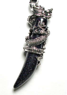 DT-41 STONE DRAGON TOOTH PENDANT IN BLUE GOLDSTONE