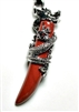 DT-46 STONE DRAGON TOOTH PENDANT IN RED JASPER