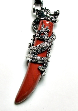 DT-46 STONE DRAGON TOOTH PENDANT IN RED JASPER