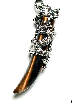 DT-60 STONE DRAGON TOOTH PENDANT IN TIGER EYE