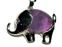 EP-11 LUCKY ELEPHANT ON STONE PENDANT IN AMETHYST
