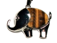 EP-18 LUCKY ELEPHANT ON STONE PENDANT IN TIGER EYE